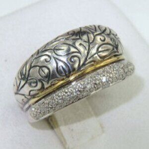 Unique 18K Yellow Gold & Silver Diamond Vintage Ring